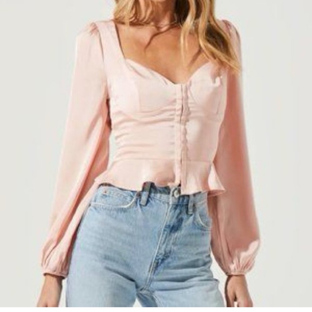 ASTR satin peplum top